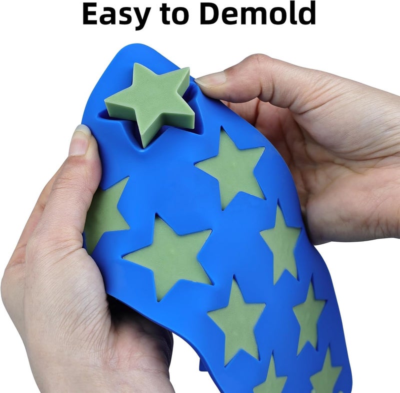 EDUEE Star Chocolate Molds 3pcs Silicone Star Candy Molds for Baking Ice Cube Resin Soap Jelly(Star Size 1.93in), Blue - Image 3